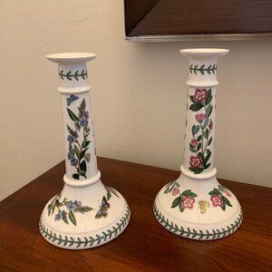 Beautiful Vintage Pair of Retired Portmeirion Botanical Garden 9" Candle Holders